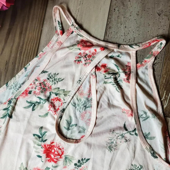 Flora by Flora Nikrooz Sleeveless Floral Blouse Keyhole Back Size Large - Picture 13 of 15